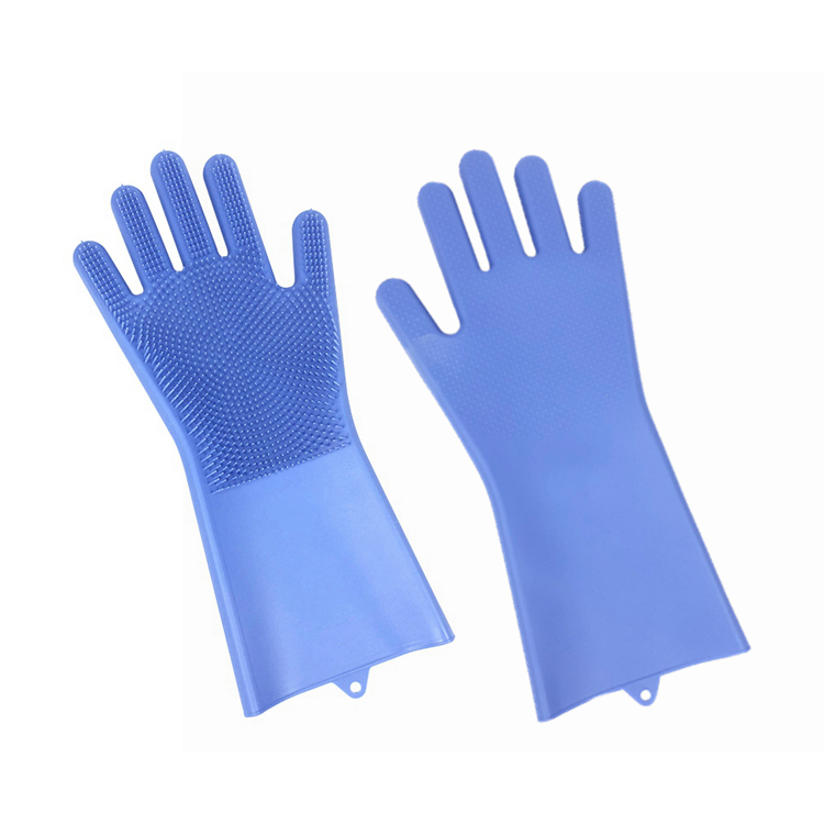 Magic Reusable Heat Resistant Silicone Gloves with Wash Scrubber for Cleaning Household Dish Washing Washing the Car