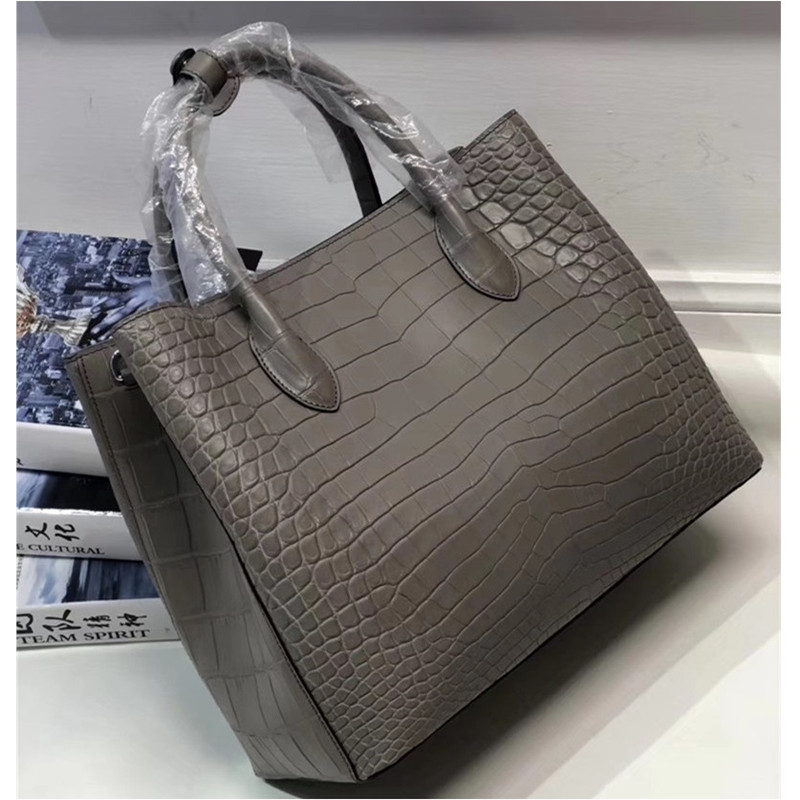 Authentic Real Crocodile Belly Skin Lady Large Purse Genuine Alligator Leather Female Handbag Women Single Shoulder Bag