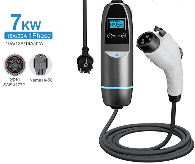 ABS PC Material Portable EV Charger With 0.5mΩMax 16A 32A 40A Type 1