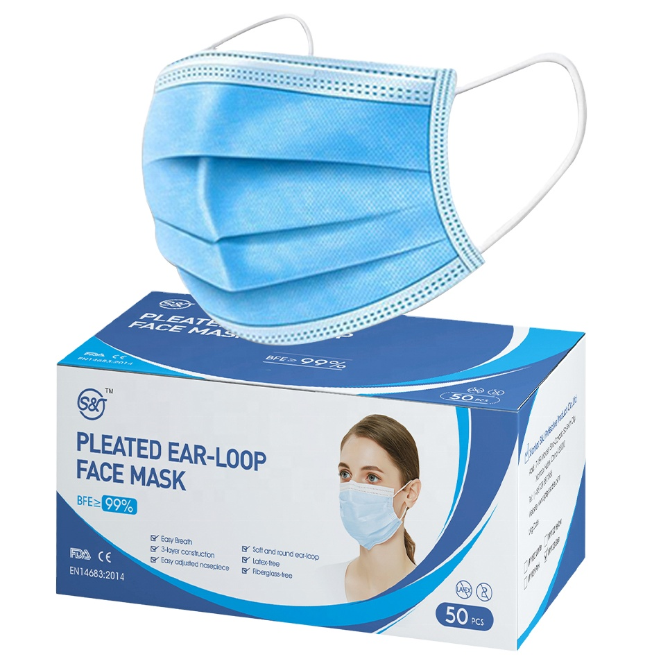 S&J Non-woven disposable medical 3 ply face mask anti pollution