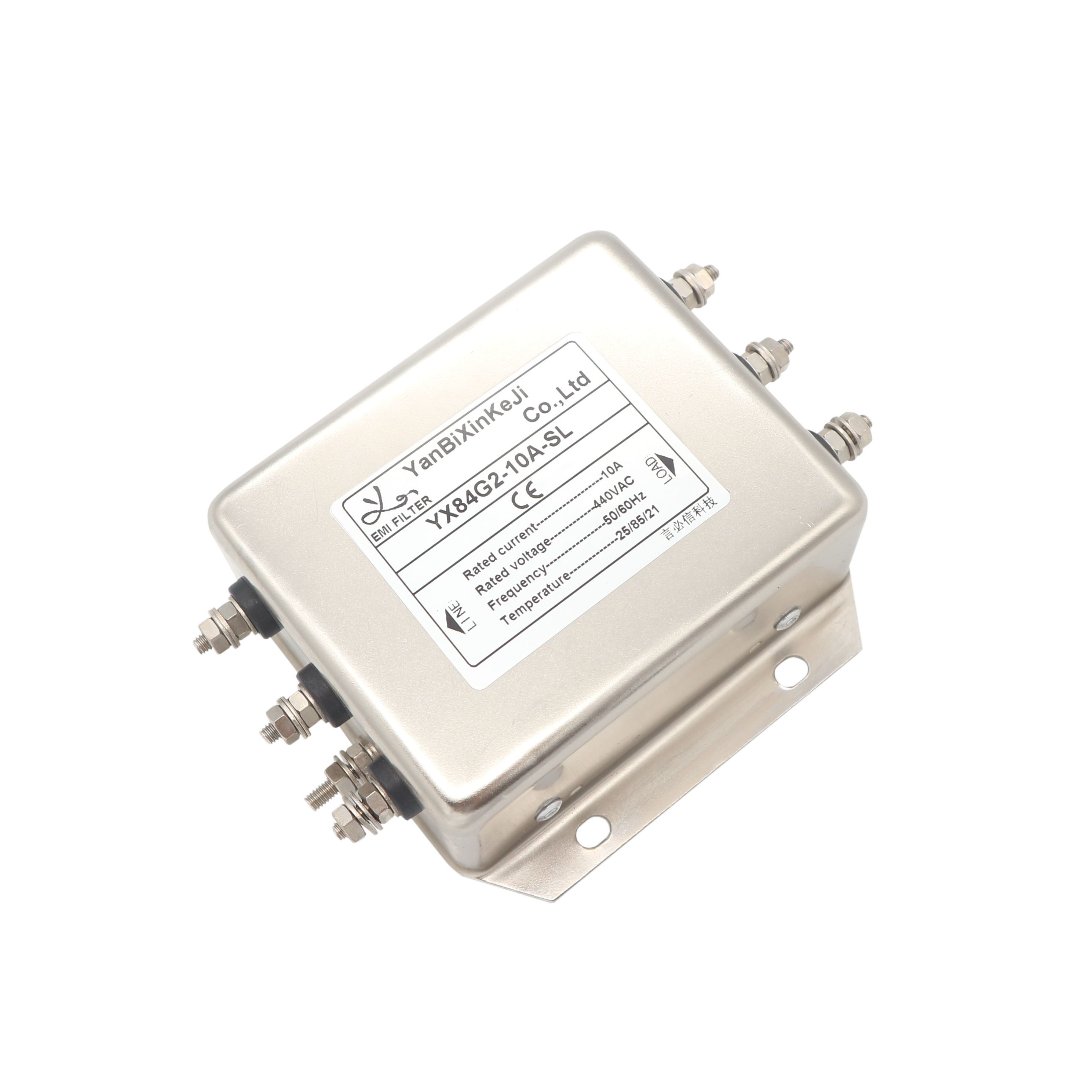 YX84G2-10A-S Three Phase EMI Filter Three Wire For Frequency Converters