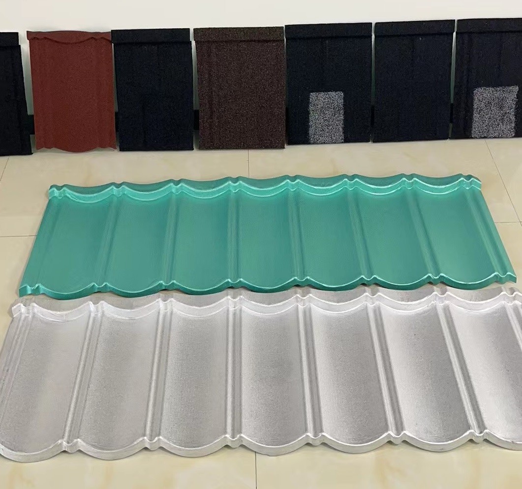Villa Roof Bond Tile Stone Coated Metal Tile 0.40mm AZ70 Coffee Black 50 Years Warranty Wave Tiles