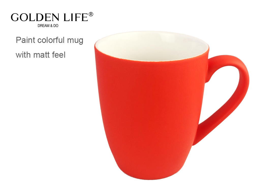 Sublimation Coated Handgrip Ceramic Coffee Mugs 400cc