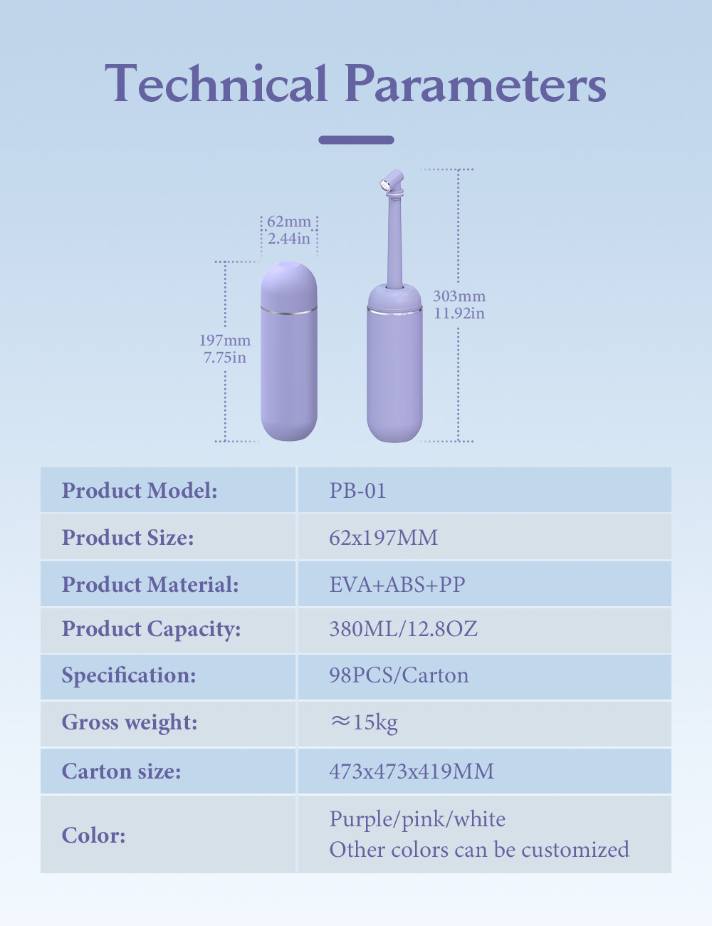 Lightweight White Portable Bidet Spray ABS EVA PP Material