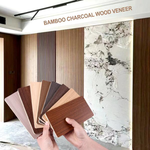 Bamboo Charcoal Wood Veneer 1220*2440*5/8mm Flame Retardant Bamboo Charcoal Wood