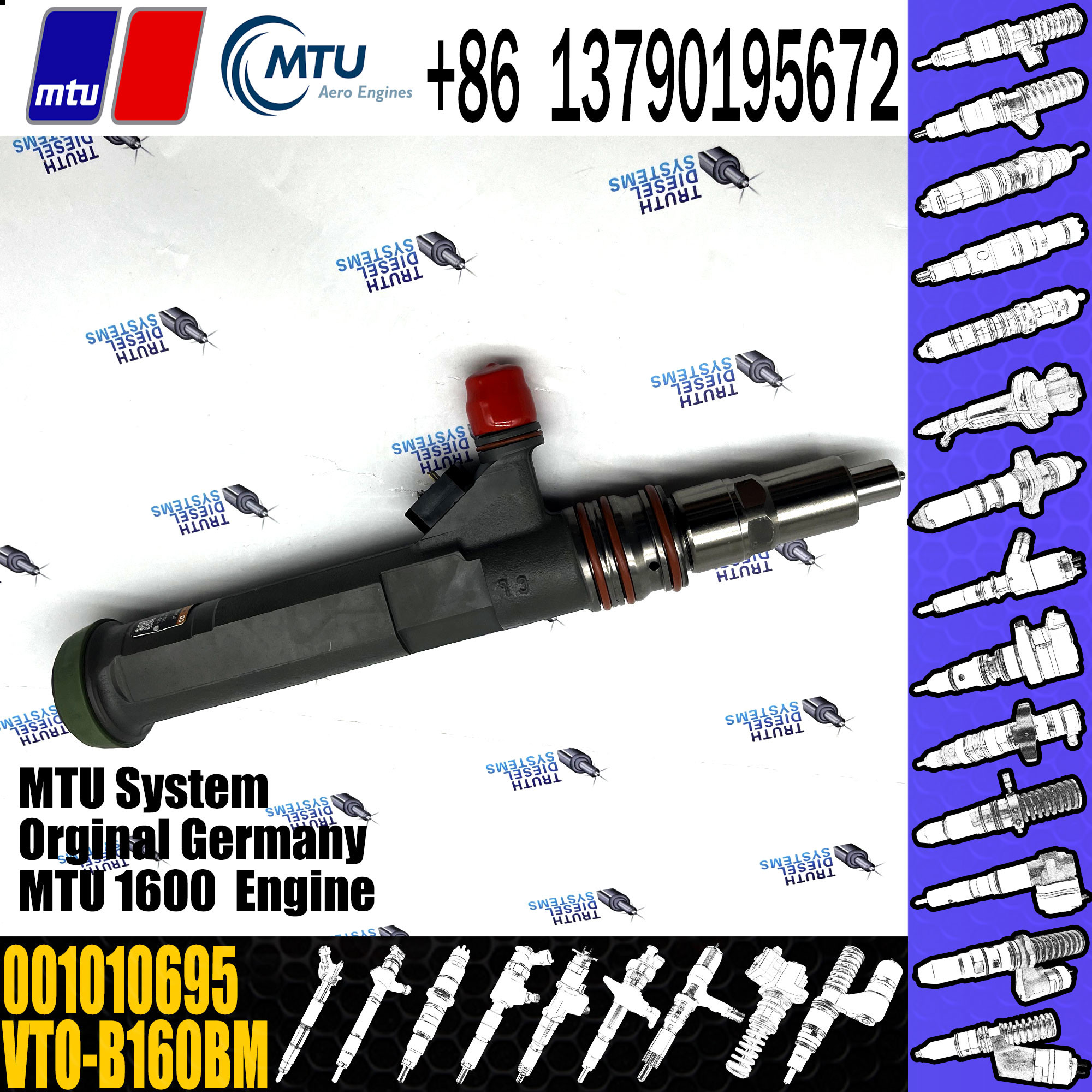 VTO-G166W48B Denso Common Rail Injector 001010695 G166W48B Mtu Injector