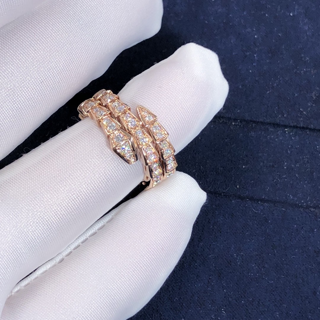 Elegant 18K Gold 2 Row Diamonds Serpenti Viper Ring Diamond Ring Yellow Gold White Gold