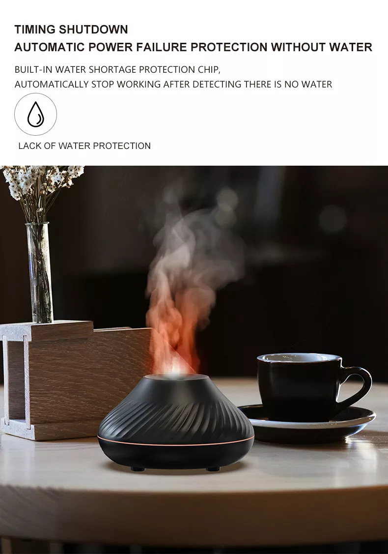 Dropshipping Newest RGB Light Flame Aroma Diffuser 130Ml 3d Colorful Flame Humidifier Fire Volcano Diffuser Dropshipping
