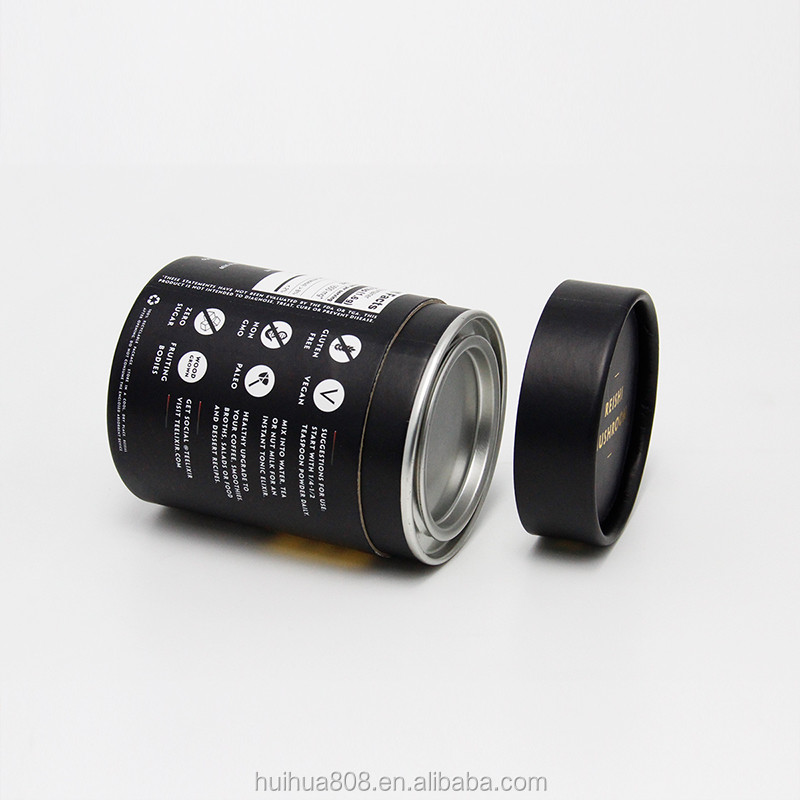 Biodegradable Foil Inner Paper Tube Can Packaging With Metal Cover