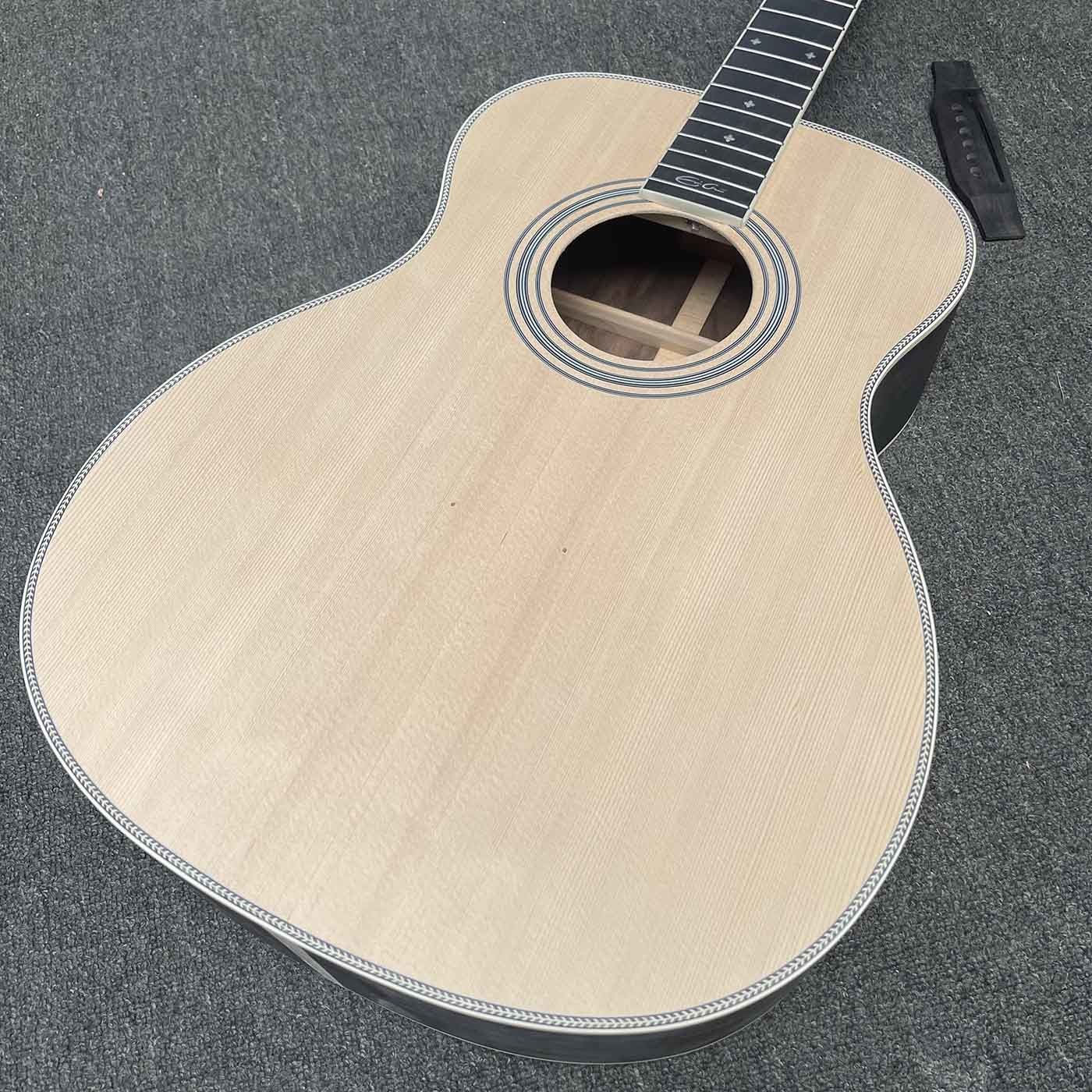 Custom 40 inch OM45 body DIY KIT Acoustic Guitar with Herringbone Binding no Painting