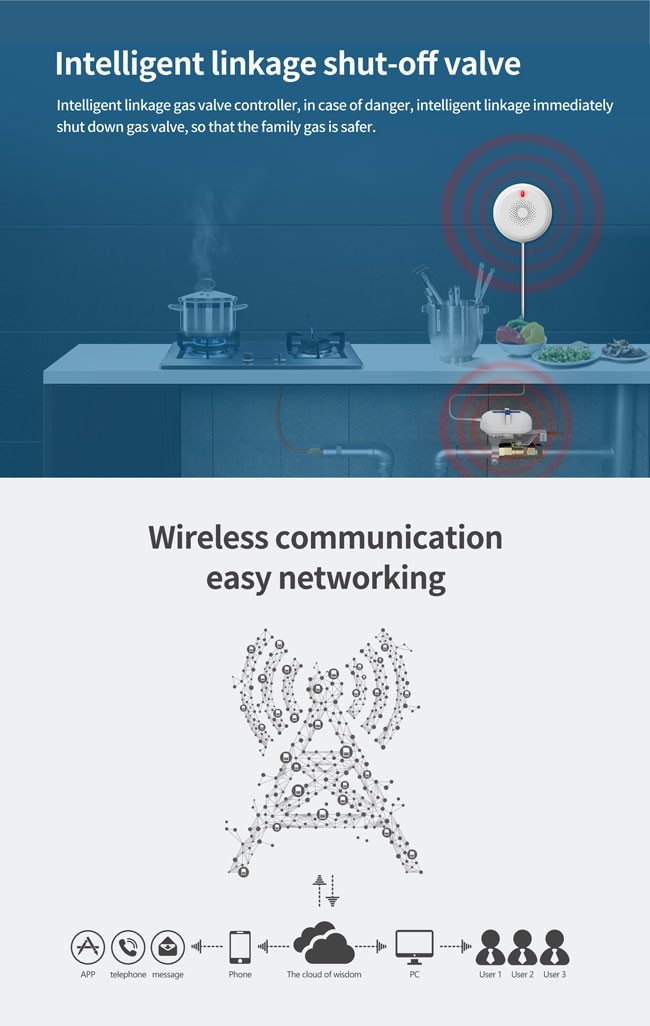 Zigbee Natural Gas Leak Alarm With Buzzer Network 70db High Voice