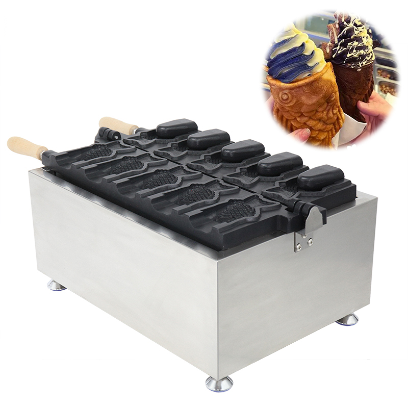Food Beverage Electric Taiyaki Maker Non-stick Stainless Steel Open Mouth Waffle Machine