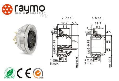 Waterproof Threaded Electrical Connector Silver Colour Front Mounting Lightweight