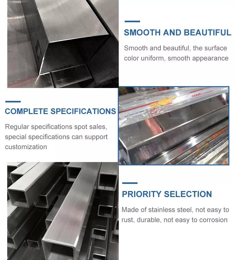 Inox 201 304 Seamless SS Pipe Polished Tubes Square Stainless Steel BA Surface