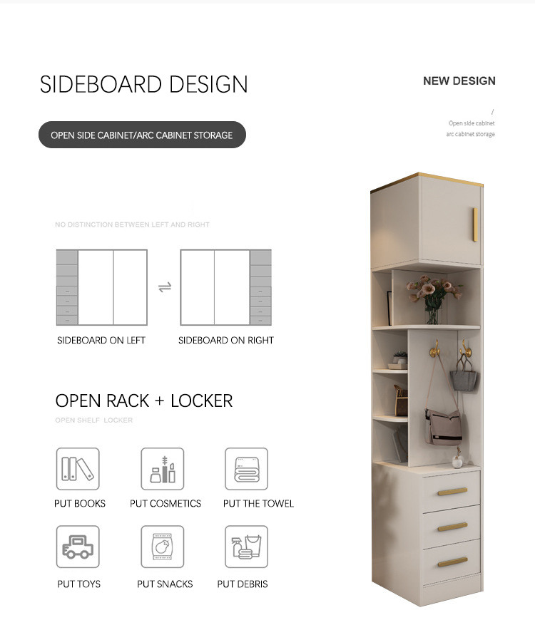 Multispace Bedroom Storage Wardrobe With Mirror Hinged Door