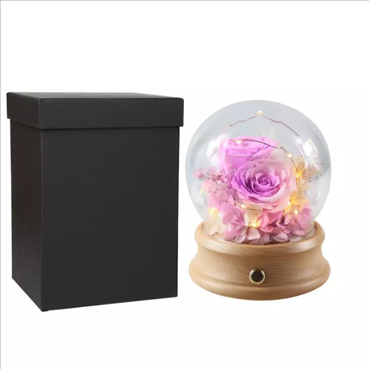 Wholesale Rose Preserved Flower in Glass Dome Flower for Valentines Day rose gift