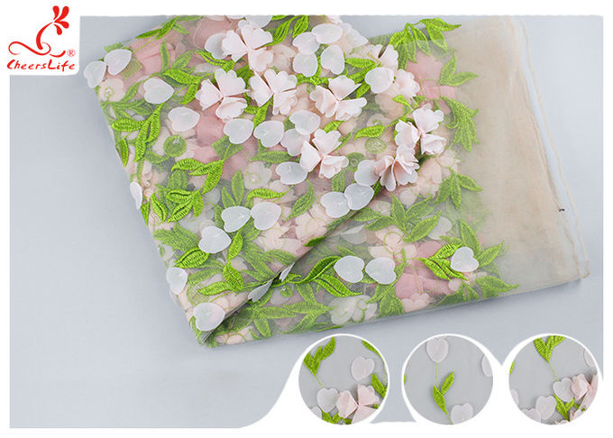French Colorful 3D Flower Lace Fabric For Evening Dresses Azo Free