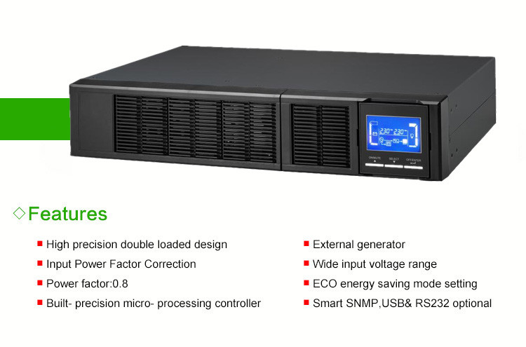220V 2kva Rack Mount UPS 1600W High Capacity Ups System For Networking