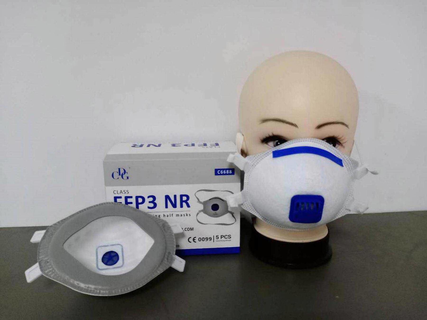 4 Ply Cup Shape Non Woven Headloop FFP3 Respirators