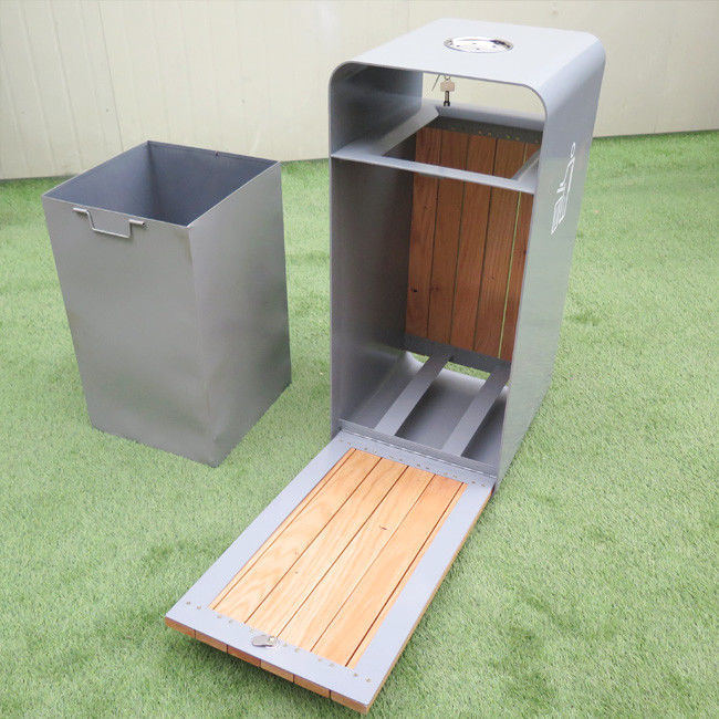 316 Stainless Steel Outdoor Wooden Trash Can