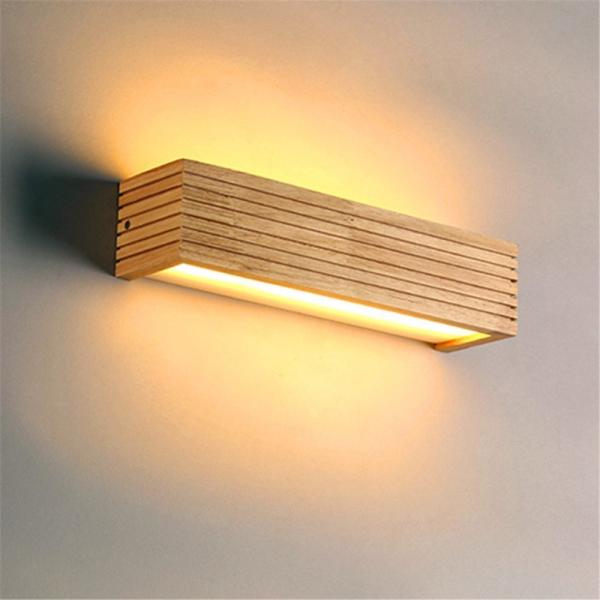 Japanese Style Led Lamp Oak Wooden Wall Lamp Nordic Solid Wood Mirror nordic