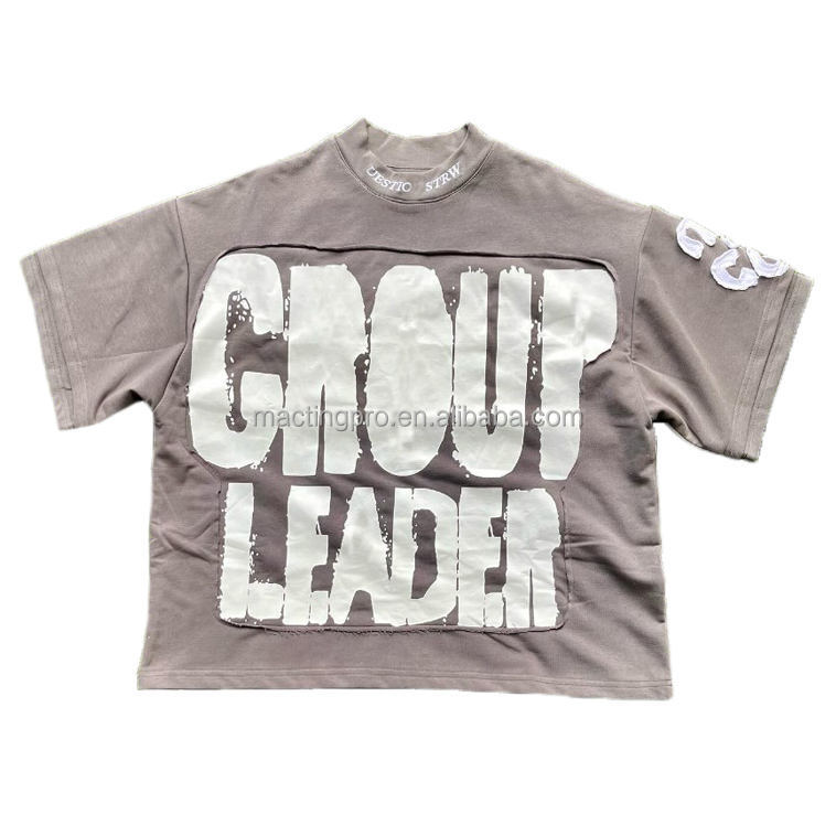 Vintage Acid Wash Graphic Screen Printing Cropped Men's T-Shirt Printed S-5XL or Custom