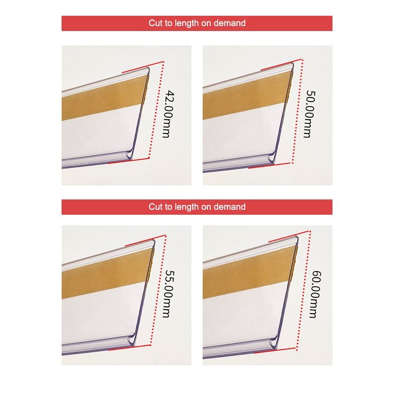 Self Adhesive Clear Plastic Shelf Label Holder For Price Tag Eco Friendly