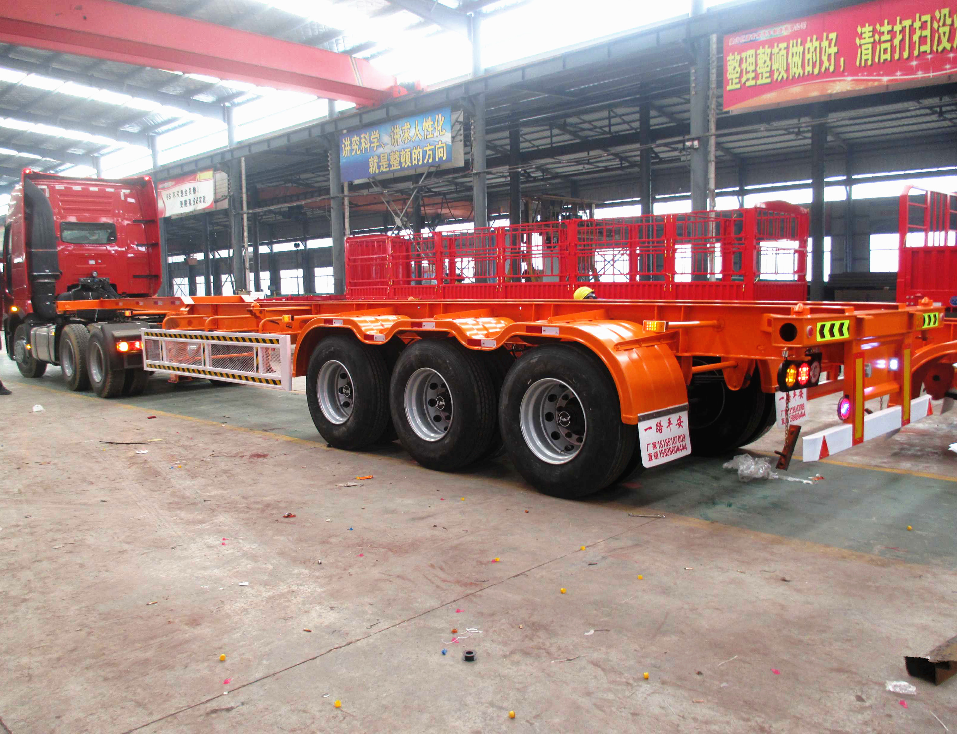 Direct 40FT Skeleton Container Transport with 2 3 Axles 12R22.5 Tires 10 Leaf Springs