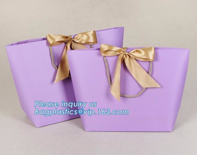 Flower carrier bag with different color customized pot plants kraft paper bag with handle,stamping logo fancy paper flow