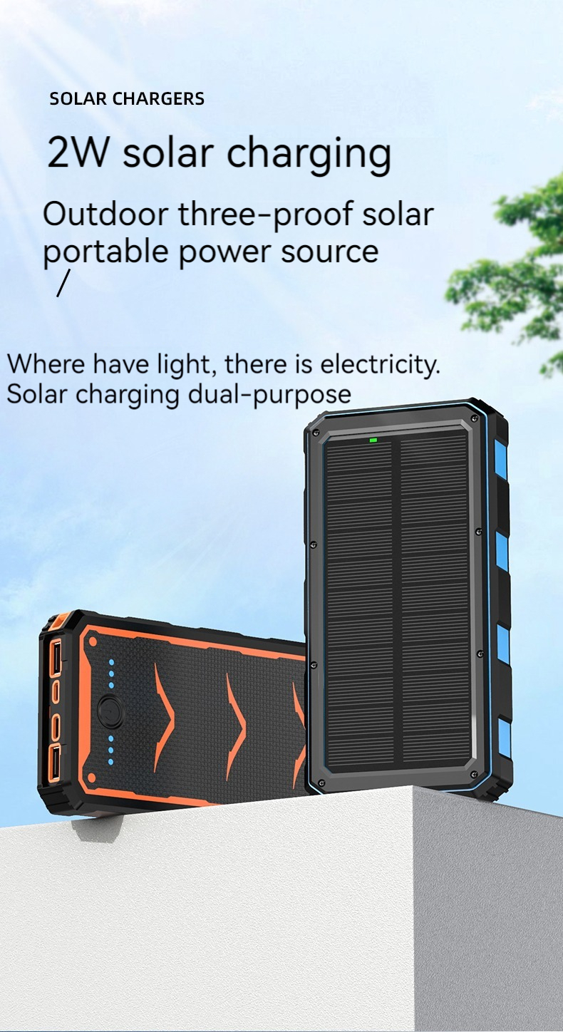 Over-discharging Protection 20000mah Li-Polymer Battery Solar Power Bank for Cell Phones