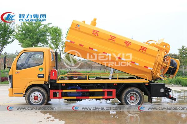 Carbon Steel Combined Jet Vacuum Truck Sewer Cleaning 140HP 5000Liters 5cbm
