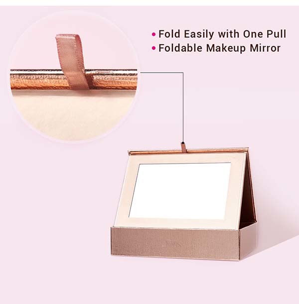 Rose Golden Foldable Cosmetic Travel Box With Makeup Mirror