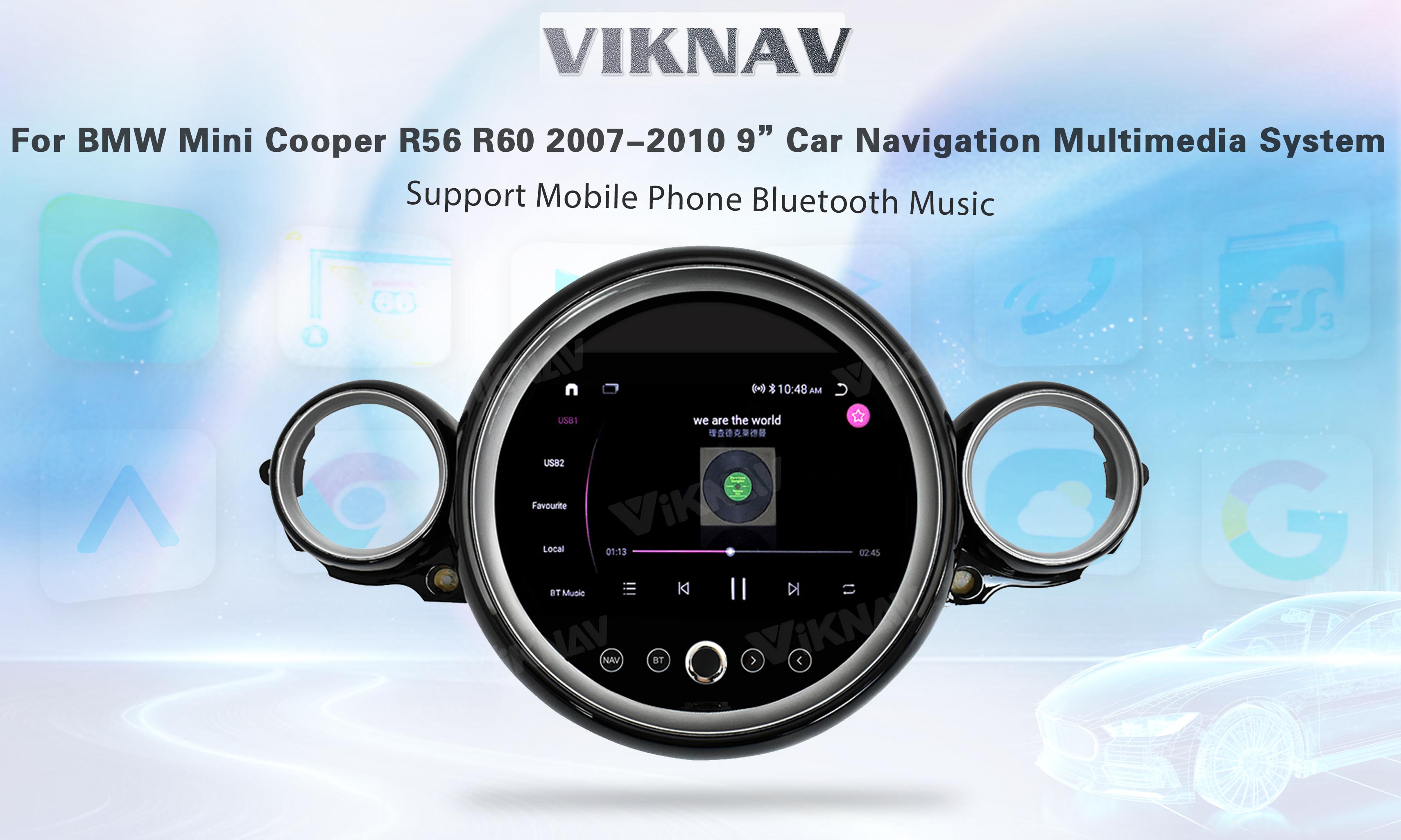 9 Inch Double Din CD Player bluetooth car stereo system For BMW Mini Cooper R56 R60 2007-2010