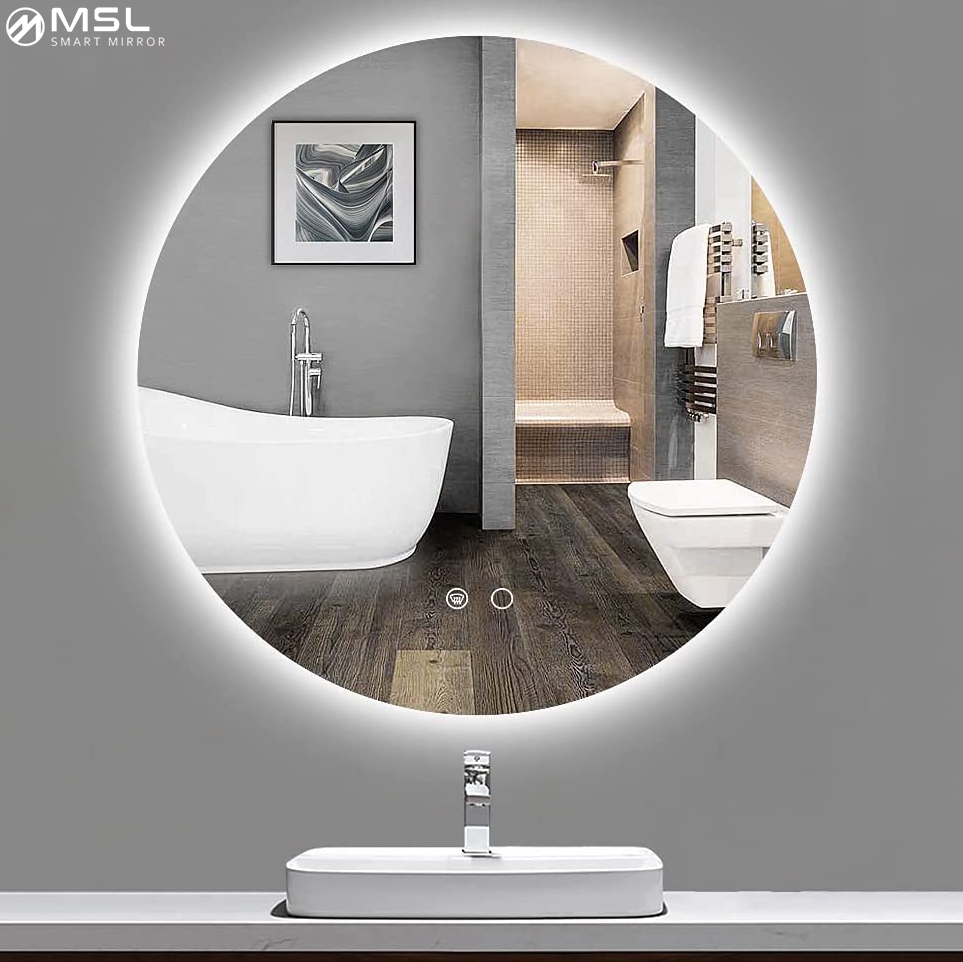 Magnifying Round Backlit Bathroom Mirror 5mm Beauty Salon Mirror With Lights