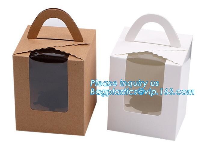 Wholesale custom Paper Cookies packing Cake Box with PVC window,Wholesale Plastic Square Birthday Wedding Packaging Clea