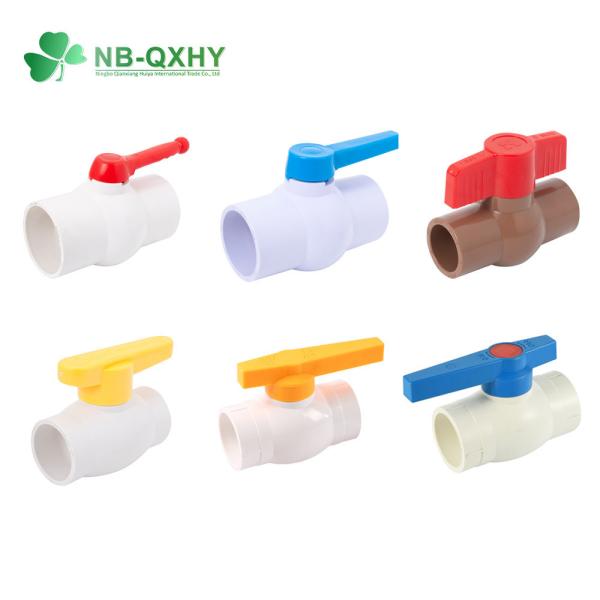 Water Channel Straight Through Type PVC Ball Valves with Blue and Milk White