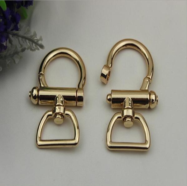Fashion high quality zinc alloy light gold 25 mm metal spring snap hook for