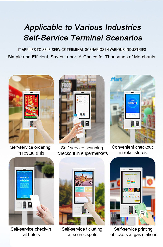 Self Service Interactive Ordering Station Automated Fast Food Kiosk For Retail