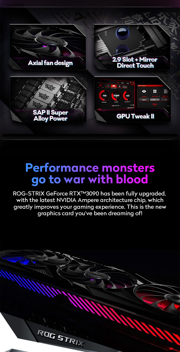384 Bit ASUS ROG-STRIX-RTX3090-O24G-GAMING Graphics Card 24GB GDDR6 With Overclocking Support