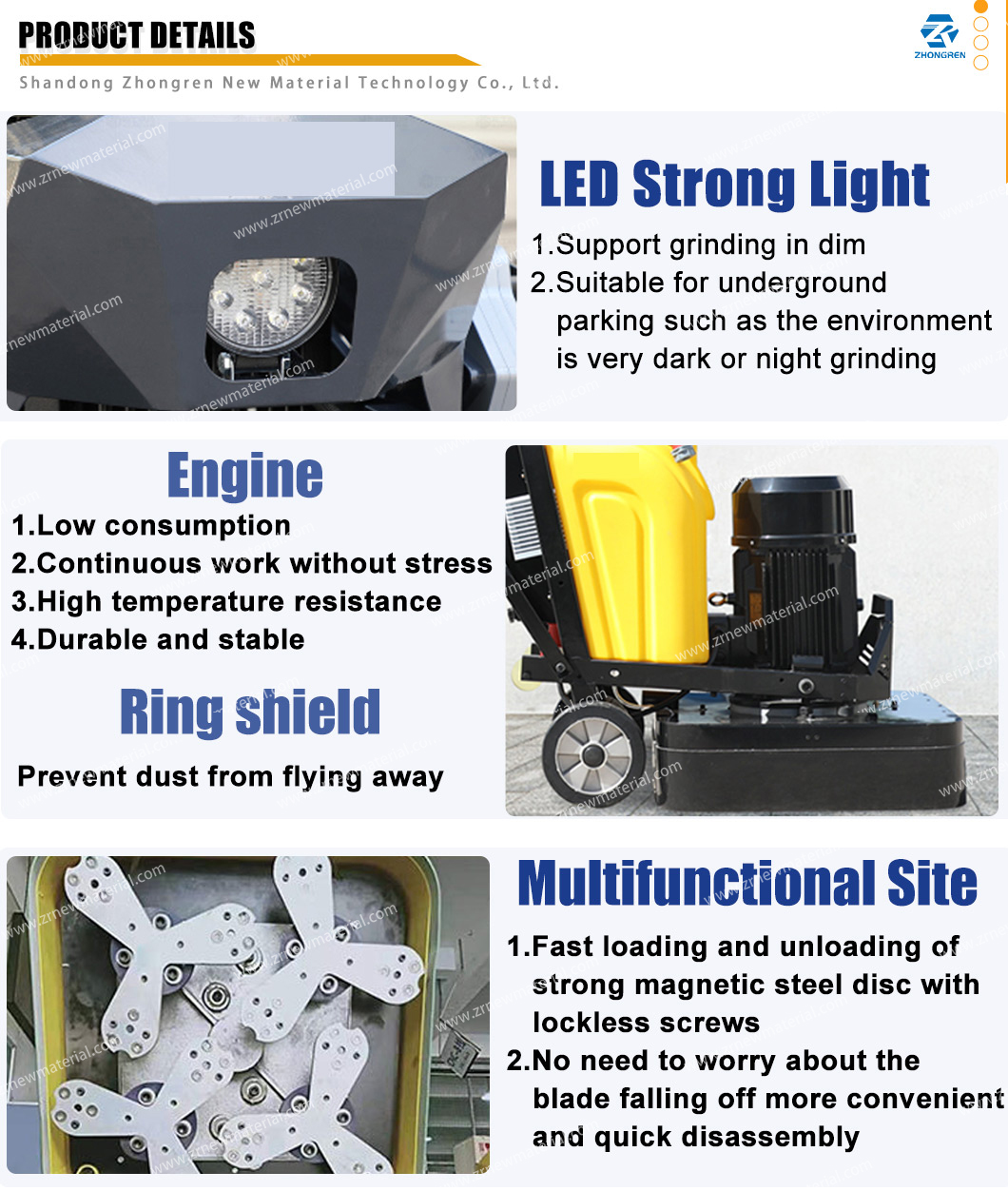 OEM ODM Concrete Surface Grinder Epoxy Floor Sander Machine With 40L Cistern