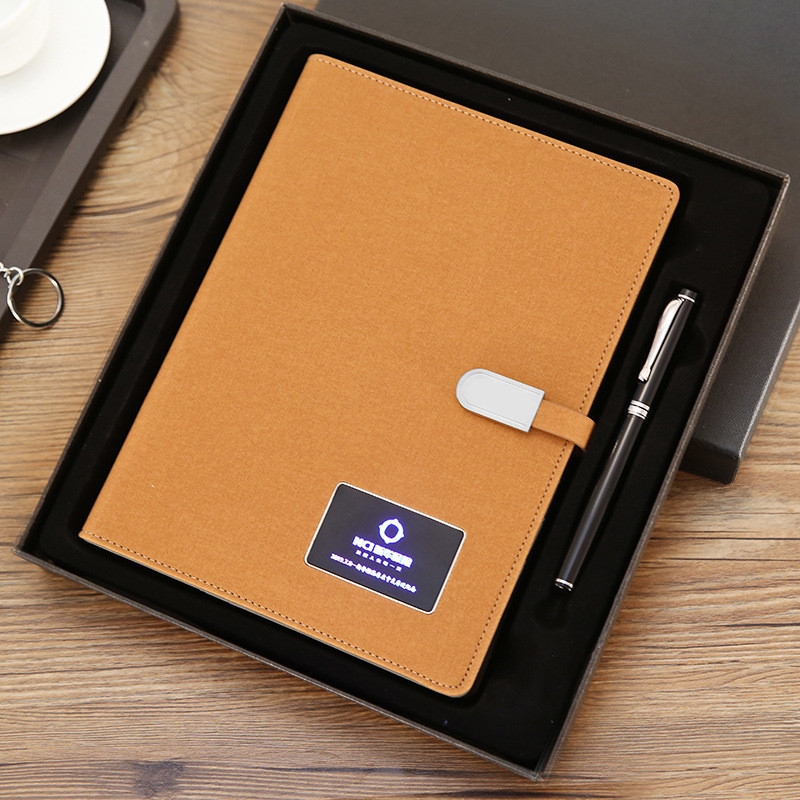 Custom Power Bank Notebook Corporate Gift Portable Ultrathin Leather Material