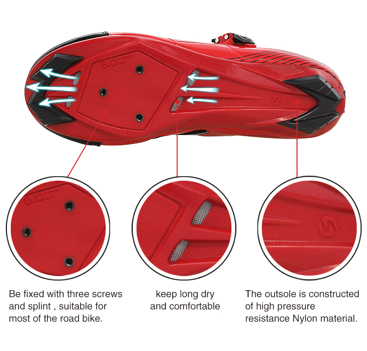Multifunctional Road Racing Bicycle Shoes , Black Road Bike Shoes Dampproof