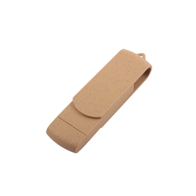 Customized Vibrant Beige USB With Laser Engraved Logo Recyclables Materials