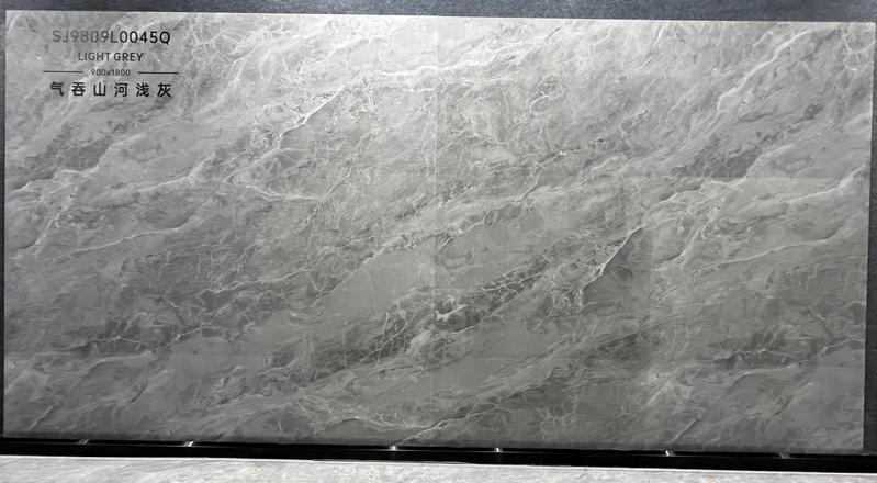 Gray Durable Tiles Marble Look Indoor Floor Porcelain Glazed Polished Tile For Restaurant 900x1800x9mm Eco-Friendly