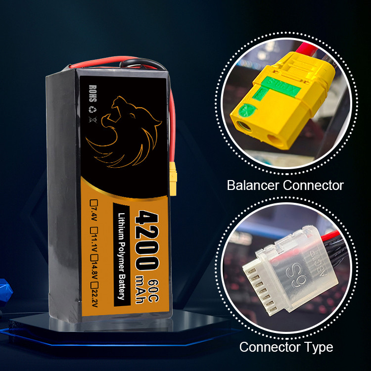 4200mAh Lithium Polymer Pack Battery 22.2V Lipo FPV Dorne Batteries 135*43*22mm and 450g