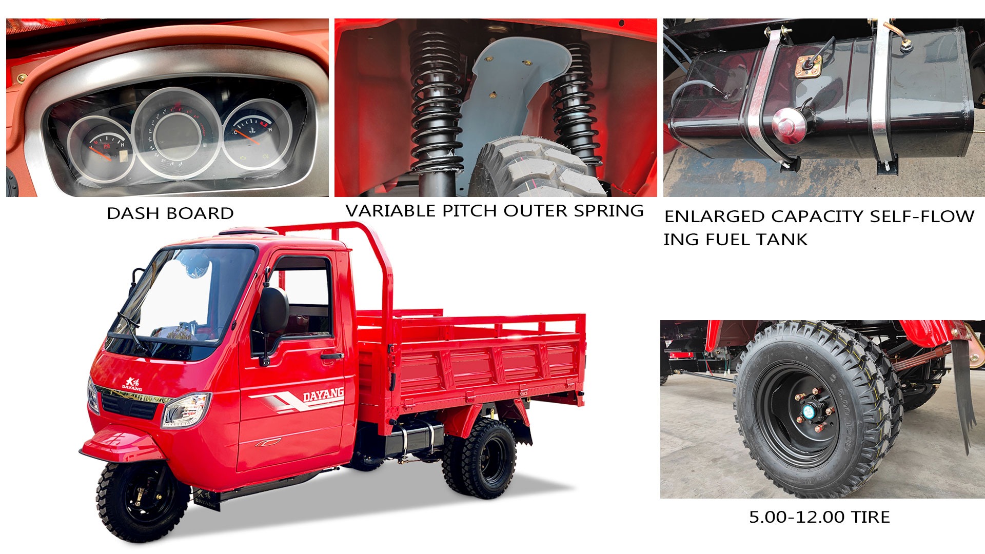Design DAYANG 2022 Closed Body Type 1000W Trike Tuk Tuk Lifan Motorcycletuk Tricycle