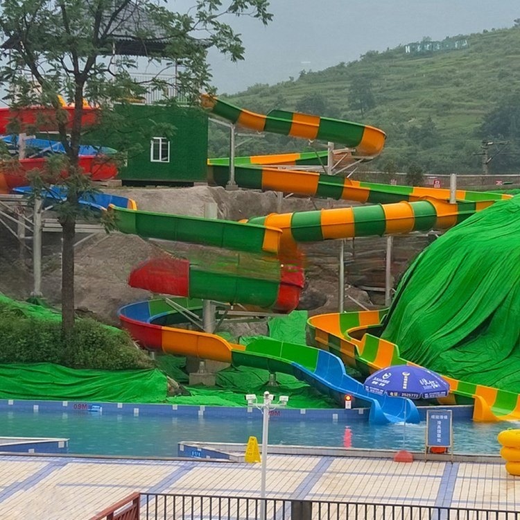 Colorful Fiberglass Spiral Water Slide for Aqua Theme Park