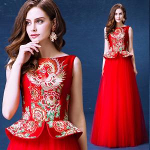 China Chinese Traditional Bride Toast Set Dress Invisible Zipper Back Evening Dress TSJY140 on sale