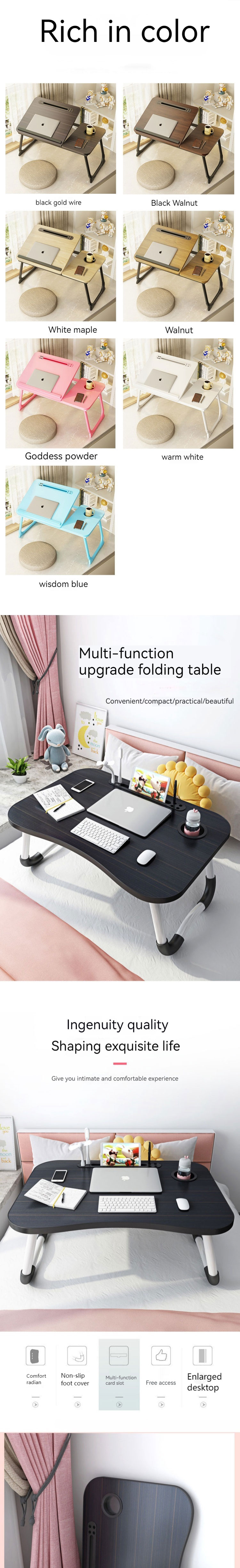 USB bed laptop desk foldable dormitory lazy desk children's learning desk small table