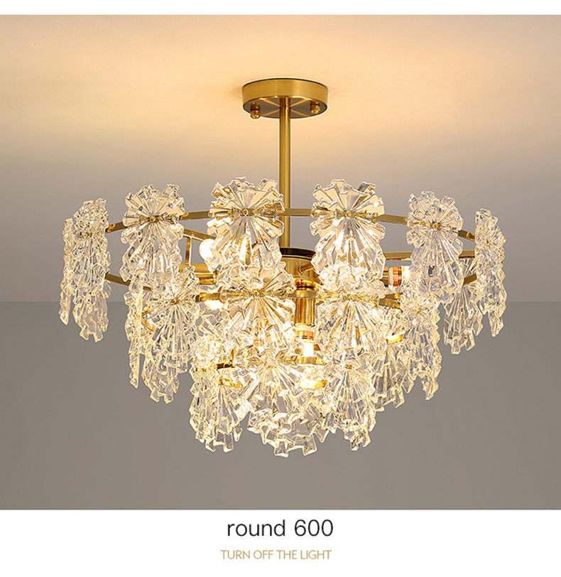 Transparent Glass Led Chandelier For Living Room Foyer Hall Luxury Ceiling Lamp Decor Kitchen leaf chandelier(WH-CY-250)